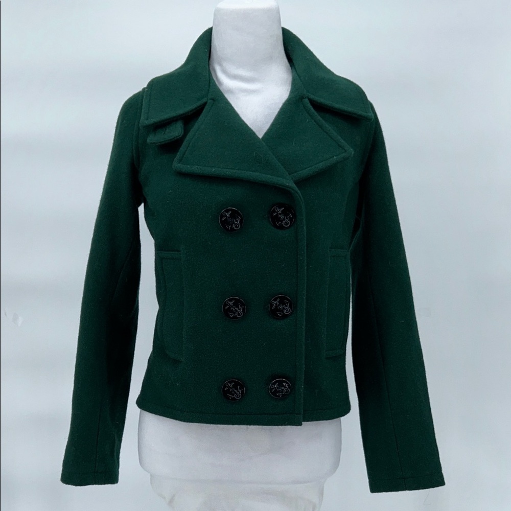 VTG Fidelity Green Wool Peacoat Women XS Military Double Breasted Made USA - Picture 3 of 15